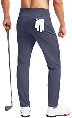 Calças de golfe masculinas de Pudolla esticam calça de moletom com bolsos com zíper Slim Fit Work Casual Joggers Calças para homens