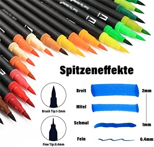 YFQHDD 12/24 Cores marcadores de arte em aquarela Definir caneta de caneta dupla Fininer desenhando papelaria de pintura para colorir mang