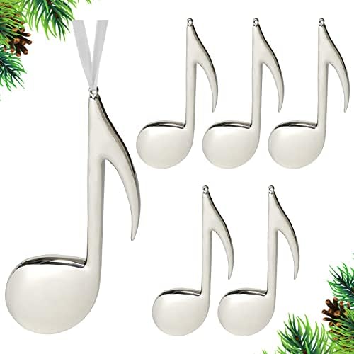 HOTOP 6 peças de natal agudas clandestos de Natal Nota de música de Natal Ornamentos de árvore pendurada metal oitavo