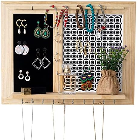 YFQHDD Organizador de jóias pendurado montado Jóia de jóias de madeira montada na parede, suporte de brinco de pulseira, organizador de armazenamento de parede