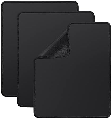 Almofadas de mouse de tção para mesa 3 mouse almofada com mousepad de borda costurada com base de borracha sem deslizamento para computadores de escritório laptop em casa 10,2 x 8,3 polegadas preto