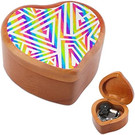 Rainbow Spiral Pattern Wood Music Box Vintage Musical Box Presente para o Dia dos Namorados de Natal