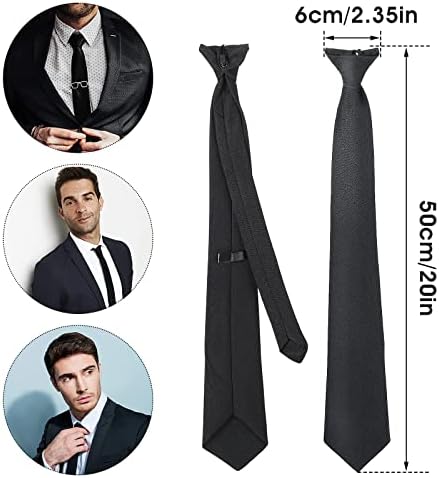 Clipe de Yolev Men em gravatas de 20 polegadas de cor de cor sólida de cor de clipe-on decote pré-amarrado para o uniforme da escola de escritório