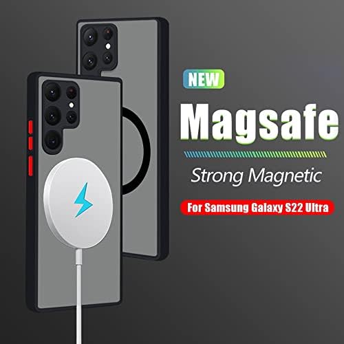Doowear Galaxy S22 Ultra Caso Magnético [Suporte MagSafe Charger] Anti-arranhão sem fio Chefe de choque fosco Proteção completa