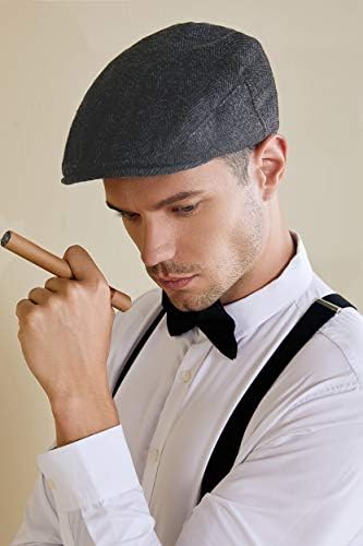 Babyond Men's Flat Cap Hats Hats Henringbone Tweed Cabbie Hats para homens 1920 Ivy Irish Driving Hats Gatsby Hat