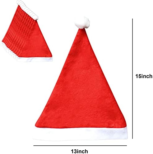 Mnkxl Santa Hats Bulk Plus Size, chapéu de Natal de 12 pack, chapéu unissex Santa para suprimentos para festas de férias,