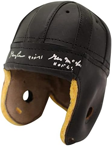 George McAfee e George Connor assinaram o capacete de couro preto JSA 35285 - Capacetes NFL autografados