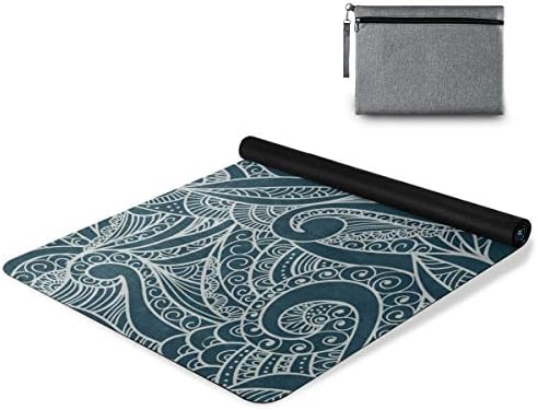 Mnsruu Yoga Mat - Totems azuis leves e portáteis Padrão Microfiber Natural Borracha Tapetes de exercícios com bolsa