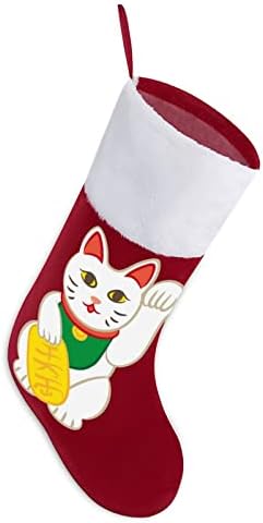 Boa sorte, personagem de gato, meias de Natal, meias de pendura impressão de decorações de lareira de Natal da árvore
