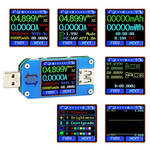 Drok USB Power Meter, DC 4-24V 5A LCD USB A&C Corrente de tensão Display Multímetro USB Multímetro, velocidade de teste de cabos de carregador, capacidade do banco de energia, QC 2.0 3.0
