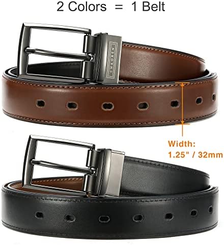 Cinturão reversível para mulheres, Cr 1.25 Cinturão de couro feminino para calças de jeans preto e marrom, acabamento