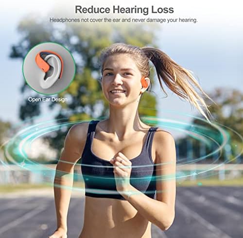 Popos de fones de ouvido de ouvido abertos qaekie - fones de ouvido sem fio Bluetooth 5.3 com 40H de tempo de reprodução, ouvidos