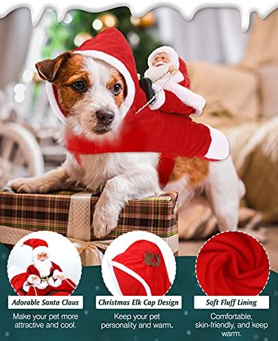Costume de Natal de Lewondr Dog Papai Noel Claus andando na festa de vestuário para cães vestindo roupas para animais