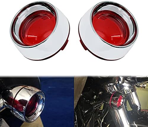 Tampa de lente de sinal de giro Hdbubalus com lente vermelha de viseira cromo ajusta para Harley Sportster XL Touring Road King Dyna Sofrail