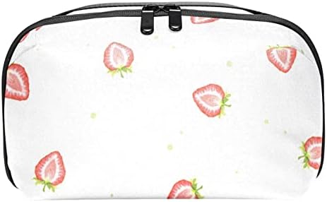 Bolsa de maquiagem de morango para bolsa portátil de transmissão portátil para saco de beleza para mulheres para mulheres