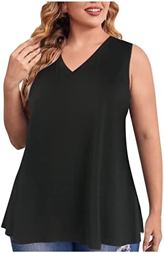 Mulheres sem mangas 2023 algodão gráfico de grande tamanho Cami Tank Top Colet Camisa Falto Summer V Neck Cam Tee para