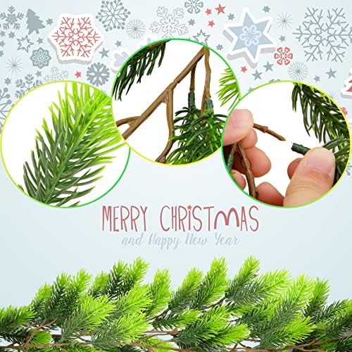 Feqo 6 pés de pinheiro de Natal com luzes Garland artificial Garland de inverno para lareira de lareira Mantle Decoração de natal, verde claro