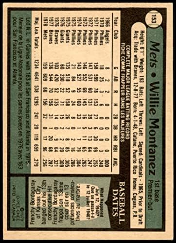 1979 O-Pee-Chee 153 Willie Montanez New York Mets NM Mets