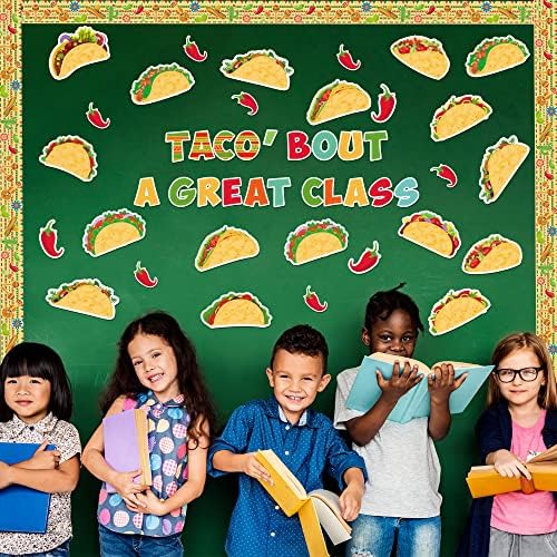 116pcs mexicano Fiesta Bulletin Board Cutas Cinco de Mayo Cutouts com Taco Bout A Great Class e Trim Border motivam as crianças