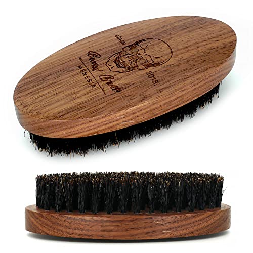 Escova de barba de cabelos de cabra de javia para homens, pincel de barba de madeira preta pequena e preta, esburso de bigode de madeira para viagens de bolso masculino