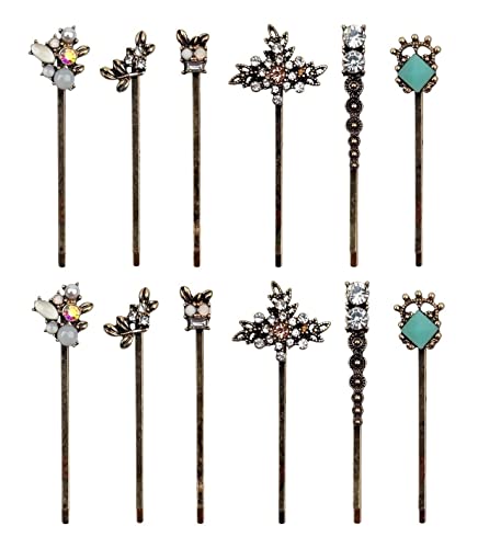 12pcs/6pairs retro pinos para mulheres vintage bobby pins hairpins para mulheres senhoras e meninas clipes de cabelo ranzocos