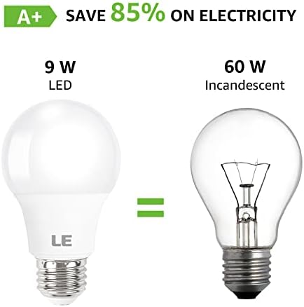 Lâmpadas LED de LED 60 watts equivalente, 9W 800 lúmens não-minimizáveis, branco 5000k, A19 E26 Base média padrão, 10000 horas