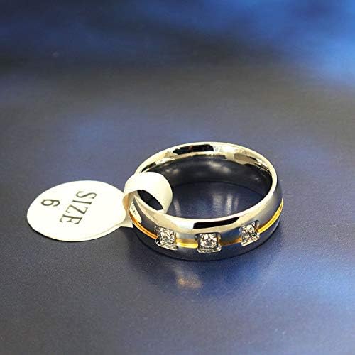 T-Jewelry Fashion Novo tamanho 7-13 Banda quente Aço inoxidável Topázio branco anéis de casamento masculinos