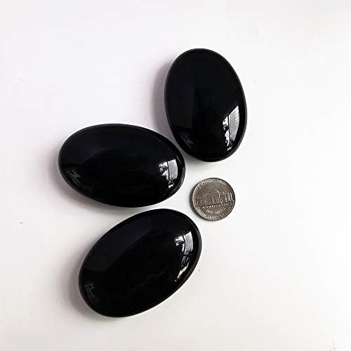 BACATGEM NATURA BLACK BLACK OVAL Oval Bolso Polícia Cura Cristal Spa Pedra Energética, Cristal de Cura para Balanceamento