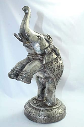 Rajasthan Gems 925 Folha de prata esterlina em madeira, Animal Elephant Figura Decorativa Decorativa