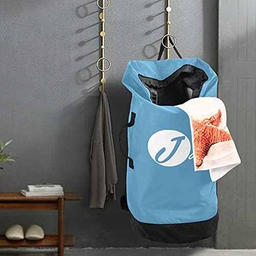 Mochila Azul Mochila Grande bolsa de roupa pesada com alças ajustáveis ​​Mochila de lavanderia para viajar Dirty