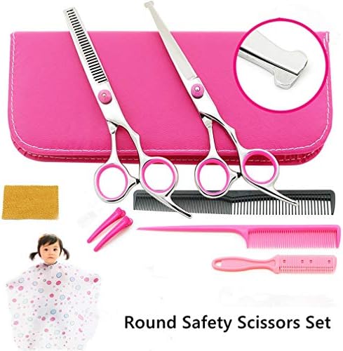 Segurança de segurança de barbeiro profissional de 6,0 polegadas Conjunto de tesouras - Cabo de cabelo para crianças de cabelo - tesoura de cabelo de bang scissor - cisalhamento de cabeleireiro de salão para bebê