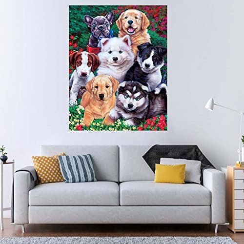 Kits de pintura de arte de diamante ZGMAXCL DIY para adultos redondos para cachorro completa gem de tamanho grande decorações de parede de artesanato presente 35,4 x 23,6 polegadas