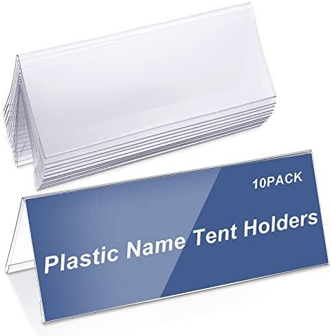 Nome de plástico transparente Titulares de barraca 11 x 4,25 Nome de acrílico Placa para mesa PVC Nome PVC Cartão da tenda do suporte da mesa de mesa para quadro de tabe