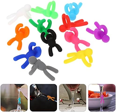 Doitool anéis de homens 24pcs Silicone Wine Glass Markers Tiny Figure Charm Tags Cocktail Charm Rings Rings Banams Tag
