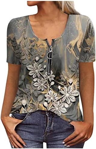 Camisetas tumorais de tamanho grande feminino para tampas de manga curta Blouses de verão estampa floral com túnica de camisa