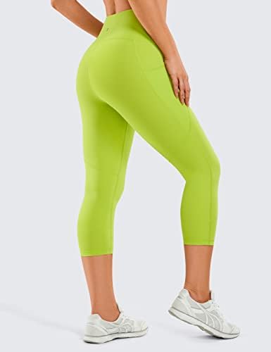 Crz Yoga Womens Naked Feeling Workout Capris Leggings 21 polegadas - Calça de ioga de controle de ginástica de cintura alta com bolsos