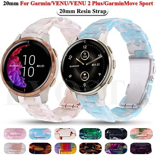 WSCEBCK Resina Smart Watch Bands para Garmin Venu2/Venu 2 Plus Sq Straps Garminmove Sport Forerunner 245 645 WatchBand 20mm Bracelete