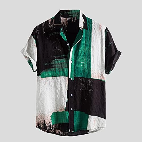 XXBR Camisas de linho de algodão masculino masculino Button Summer Button Down Down Hawaiian Cirld Cirld Fit Casual