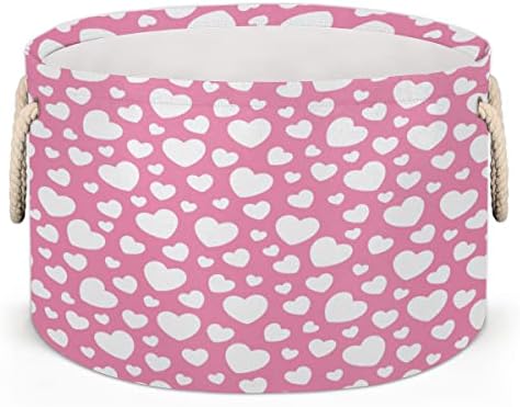 Formato de calor cestas redondas grandes rosa para cestas de lavanderia de armazenamento com alças cestas de armazenamento de cobertor para caixas