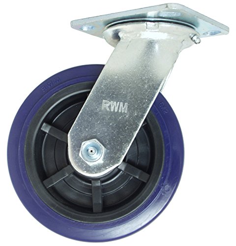 RWM Casters 45 Série Caster, giro, uretano na roda de polipropileno, rolamento de esferas, capacidade de 1000 libras, diâmetro da roda de 8 , largura da roda de 2, altura de montagem de 9-1/2 , comprimento da placa de 4-1/2, 4 Largura da placa