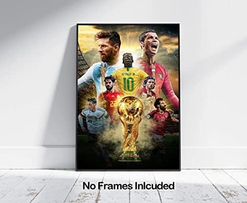 Cartaz da estrela do futebol da Copa do Mundo, Cristiano Ronaldo e Lionel Messi Canvas Poster, Motivational Sport Sport Soccer Football Art para Man Cave Decor de Home Office, Presente para ele, 16 x24 - Sem enquadrado