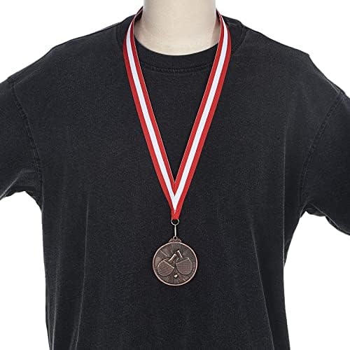 Patikil 2.6 Medalhas de pingue -pongue, medalhas de tênis de tênis de tênis de 3 pacote estabelecer medalha de bronze de prata dourado com fita vermelha branca para jogos com competições esportivas