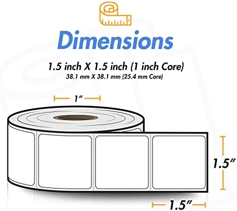 1,5 x 1,5 Square Direct Thermal Blank Shipping Rótulos para impressoras de etiqueta Rollo e impressoras de desktop zebra -