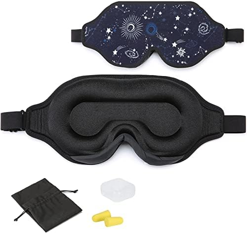 Hautton máscara para os olhos do sono para homens, atualizou 3D bloqueando a máscara de sono com copo de copo com alça ajustável, a cegueira de espuma macia de memória macia
