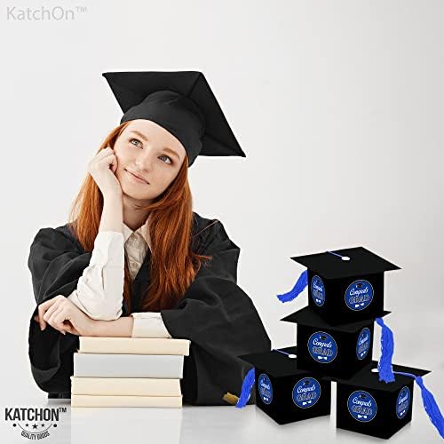 Katchon, caixas de doces de graduação em azul - pacote de 25 | Classe de decorações de graduação azul de 2023 | Parabéns Festas de formatura Favors 2023 | Bolsas de brindes de formatura 2023 Decorações de mesa de formatura