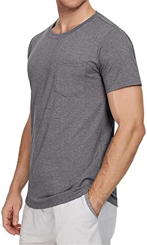 Camiseta de algodão redondo de pescoço masculino Camiseta de gola de tripulação