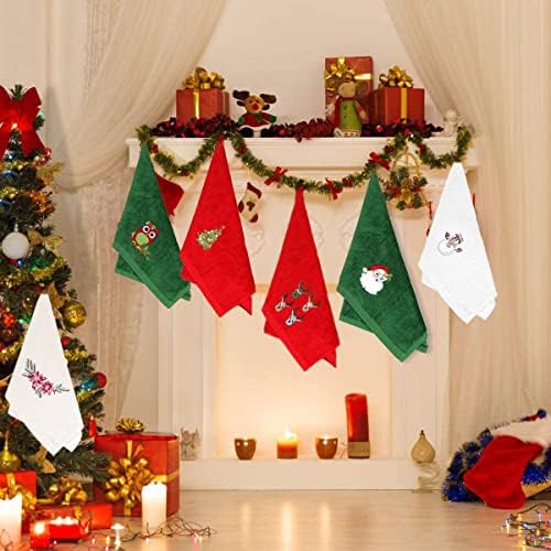 Toalhas de mão de natal samfuloge, 6 pacote de pacote de pacote de pacote toalhas de algodão puro toalhas de cozinha de Natal