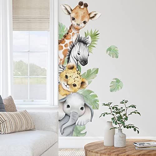 70,9 x 23,6 polegadas de aquarela da selva decalques de parede de animais da floresta adesiva de parede de parede de elefante Decalques