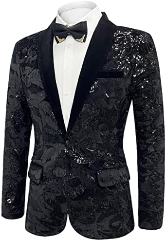 Apócrifa homens lantejoulas floral blazer jacket jacket jantar baile de casamento smoking