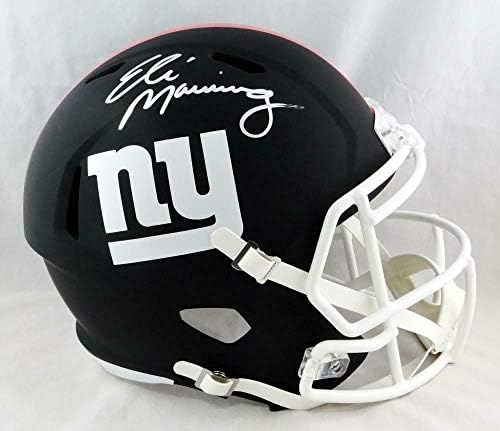 Eli Manning assinou o New York Giants f/s captura preta plana- fanáticos auth *siilver - capacetes autografados da NFL